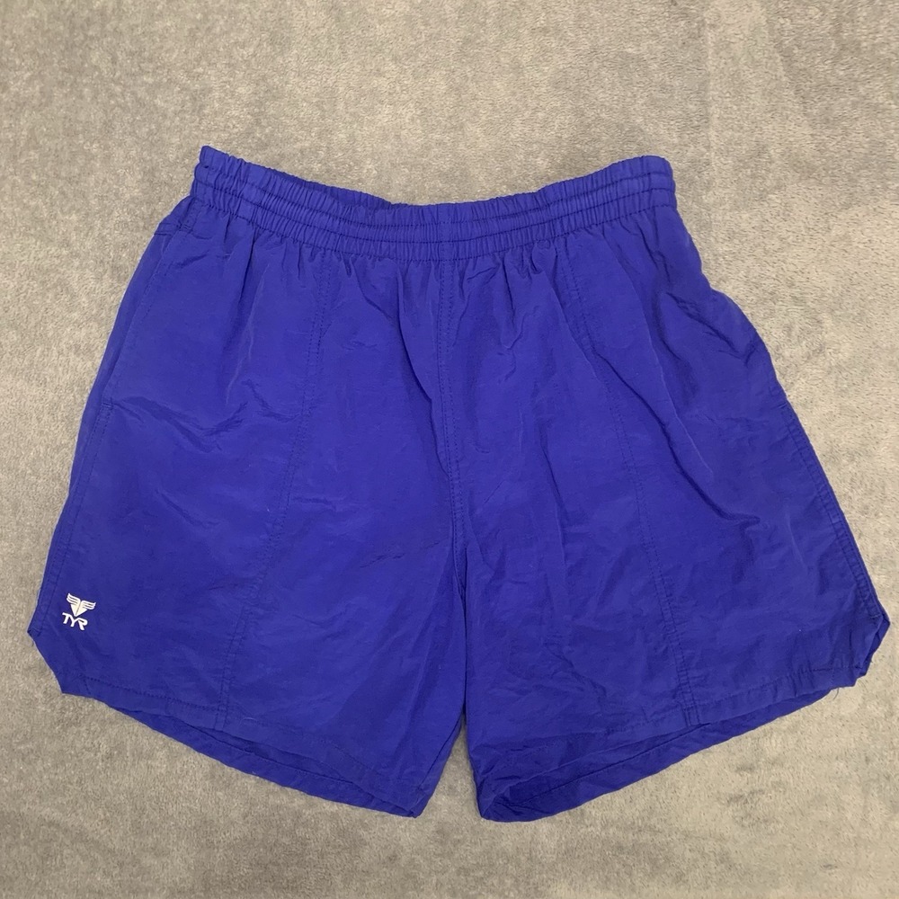 Vintage TYR Swim Shorts Men's Medium Blue Drawstring Swim‎ Lined